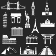 World famous buildings abstract silhouettes N2