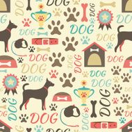 Retro seamless vector pattern of dog icons Endless texture can