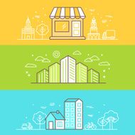 Linear Buildings Icons