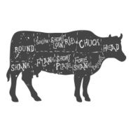 American cuts of beef vintage typographic hand-drawn butcher scheme