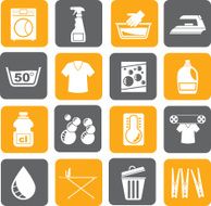 Silhouette Washing machine and laundry icons N2