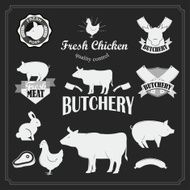 Retro butchery steak house and meat shop logotypes set N2