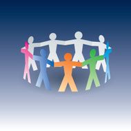 circle of colorful paper people