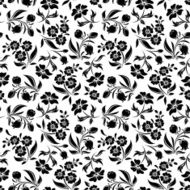 Seamless black floral pattern on white Vector illustration N2