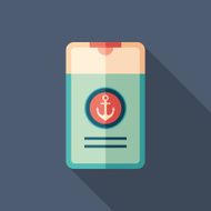 Marine shower gel flat square icon with long shadows