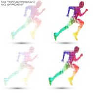 Running sportsman pixel work vector illustrations