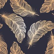 Seamless Pattern Feathers (Vector)