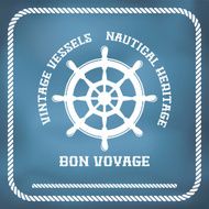 Sailing badge with ship wheel