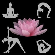Lotus Flower And Yoga Positions Illustration N2