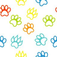 colored pattern with paw prints dog cat