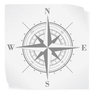 Compass rose over white paper sticker isolated on N2