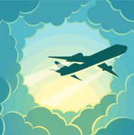 Plane flies through the clouds