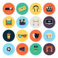 movie design elements and cinema icons in flat style