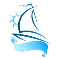 Silhouette sailboat and sun