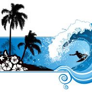 Surfer and Palm Trees