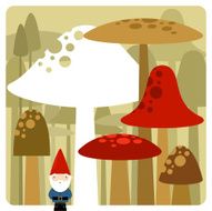 gnome and mushrooms