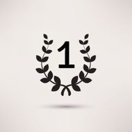 Black vector silhouette winner icon or number 1 sign with