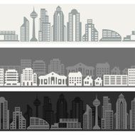 Cityscape seamless horizontal banners with buildings