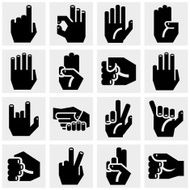 Hands vector icons set on gray