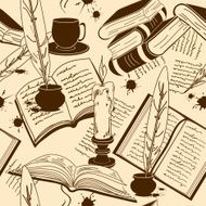 Seamless pattern of writting attributes and books N2