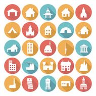 Colorful Flat Icon Designs - Buildings