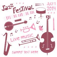 Jazz festival set in cartoon style N2