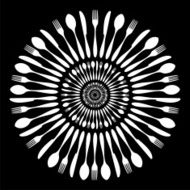 Black and white cutlery restaurant background