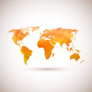 Low poly orange vector world map N2