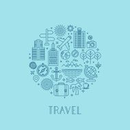 Vector travel logos and icons in outline style N2