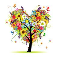 Floral tree heart shape for your design