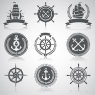 Set of nautical emblems labels and esignaed elements â5