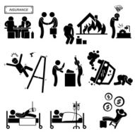 Insurance Agent Property Accident Robbery Medical Coverage Pictogram