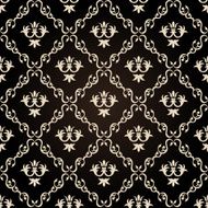 Seamless vintage wallpaper background floral black Vector N2