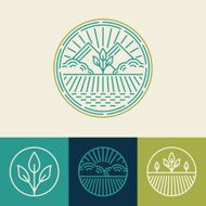 Vector agriculture and organic farm line logos N3