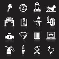 Car service maintenance white icons