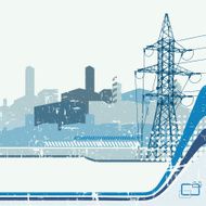 High-voltage tower silhouette on the abstract urban background N2