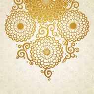 Golden pattern with large flowers and curls