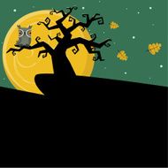 Halloween owl on the spooky tree