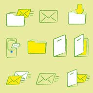 grunge mail and folder icons