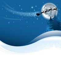 santa claus sleigh on night
