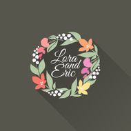 Floral wreath Flat design with long shadow