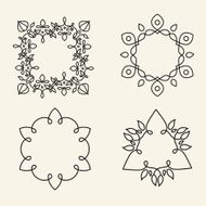 Monogram design elements for logos Trendy floral frames set N6