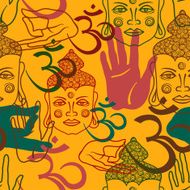 Seamless pattern of buddism attributes