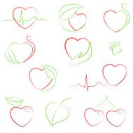 Health and eco hearts icons