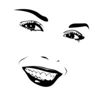 Beautiful minimalistic female face smiling N2