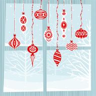 xmas bulbs on window