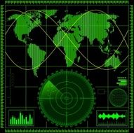 Radar screen with world map N4