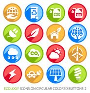 Ecology Icons on Circular Colored Buttons N2