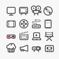 Different video industry icons set with rounded corners