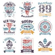 Baseball rugby snowboard skateboard college sport emblems N2
